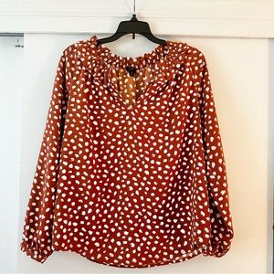 NWOT J. Crew Brushstroke Drapey Ruffle Blouse